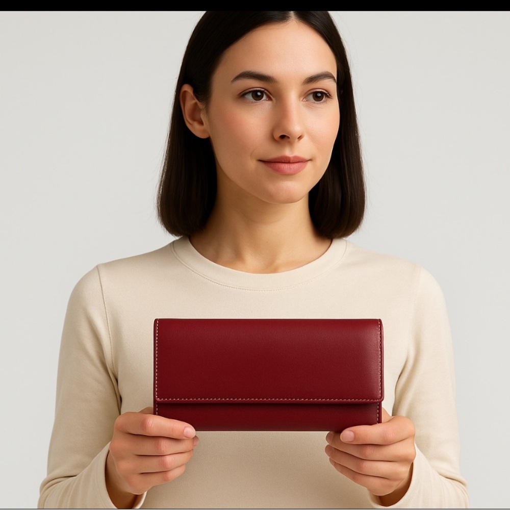 Elegant Burgundy Leather Clutch
